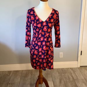 [MACBETH COLLECTION] Navy/Pink Pattern Dress - Size Medium